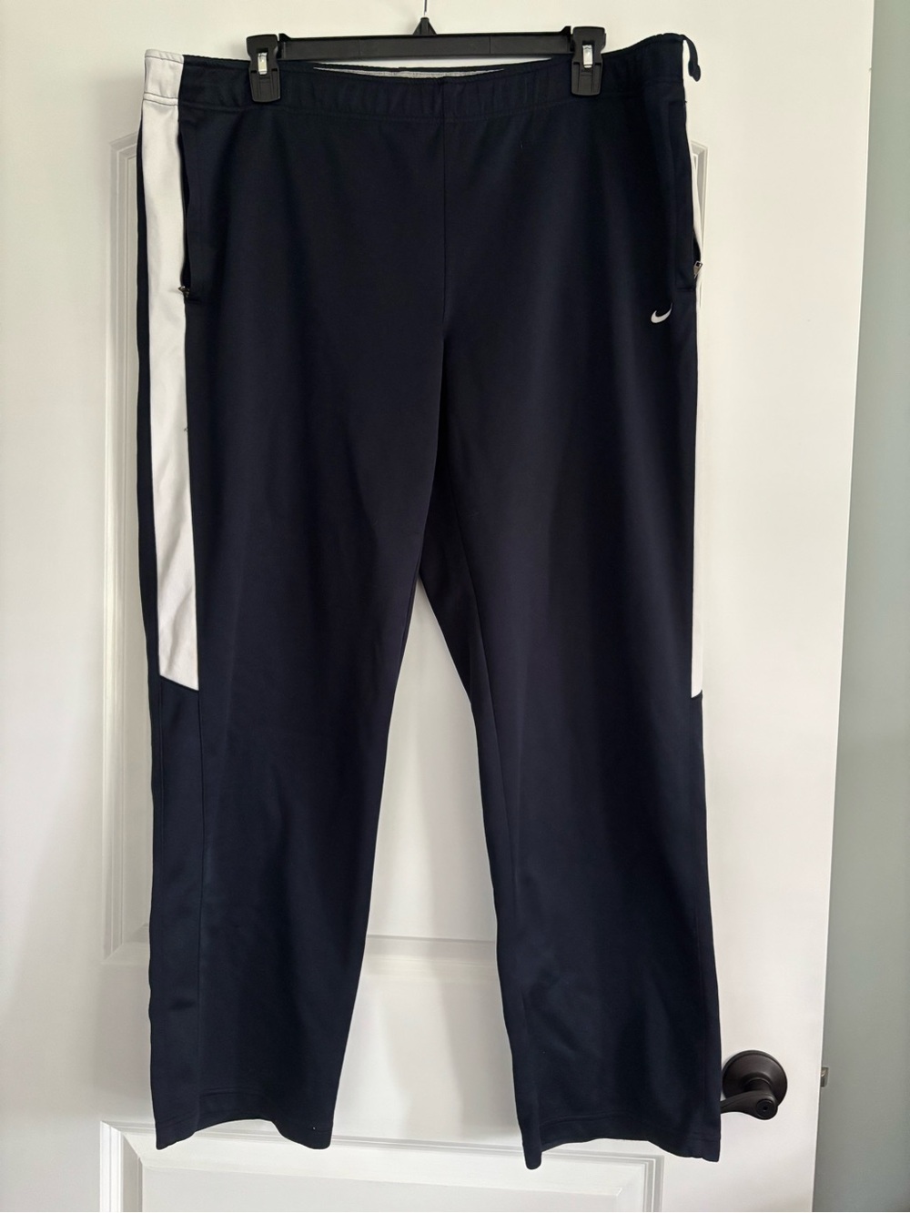 VTG Nike "The Athletic Dept" Men's Track Pants - Navy Blue White Stripe XL